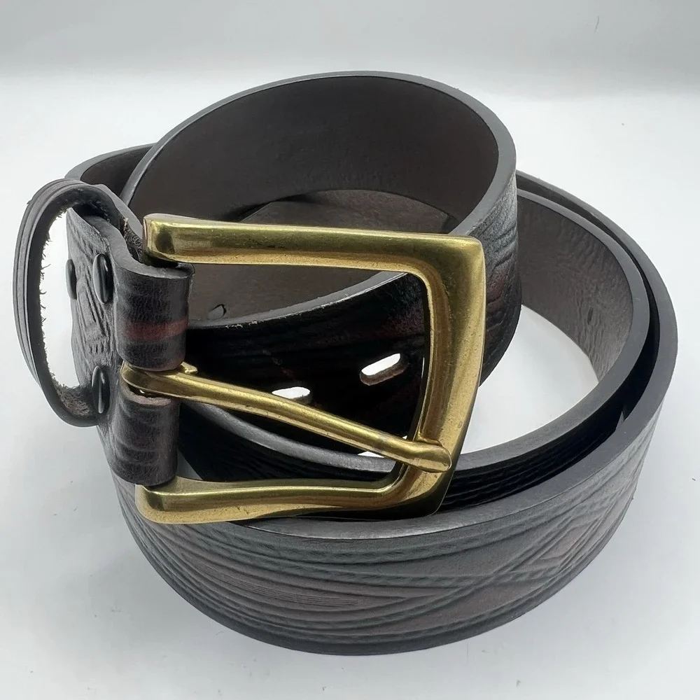 Wrangler Genuine Leather Embossed Western Belt 44/110 Brown Rodeo Cowboy‎